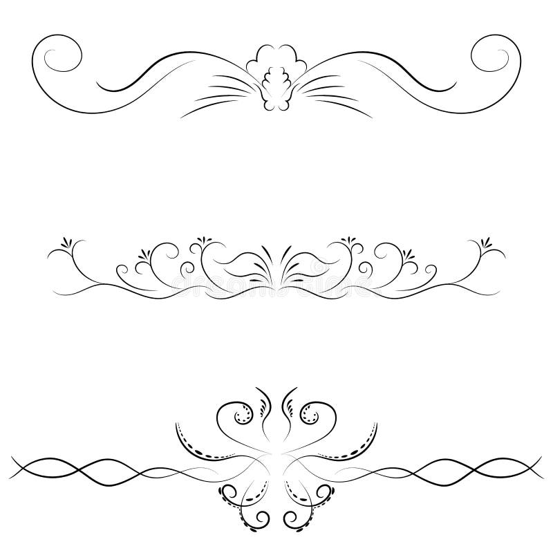 Ensemble de vecteur d'éléments calligraphiques floraux illustration libre de droits Ensemble de vecteur d'éléments calligraphiques floraux illustration libre de droits