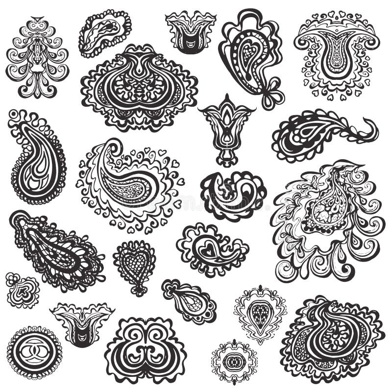 Ensemble de vecteur d'éléments de Paisley illustration de vecteur Ensemble de vecteur d'éléments de Paisley illustration de vecteur
