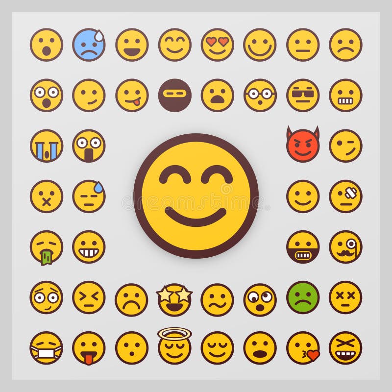 Ensemble de vecteur d'émoticône sur le fond blanc Vecteur d'Emoji Collection d'icône de sourire illustration stock Ensemble de vecteur d'émoticône sur le fond blanc Vecteur d'Emoji Collection d'icône de sourire illustration stock
