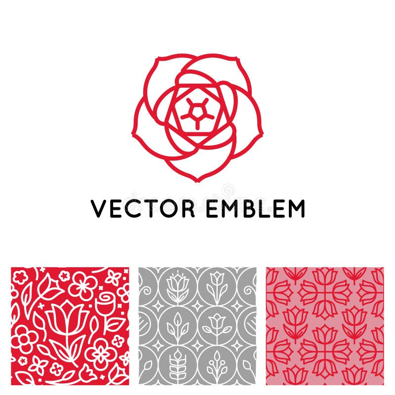 Ensemble de vecteur de calibres de conception de logo, de modèles sans couture et de signes illustration libre de droits Ensemble de vecteur de calibres de conception de logo, de modèles sans couture et de signes illustration libre de droits