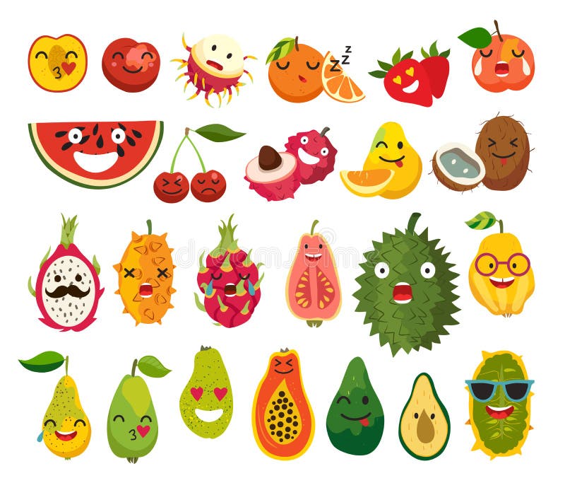 Emoji D'ensemble Exotique De Vecteur De Fruits Illustration de Vecteur