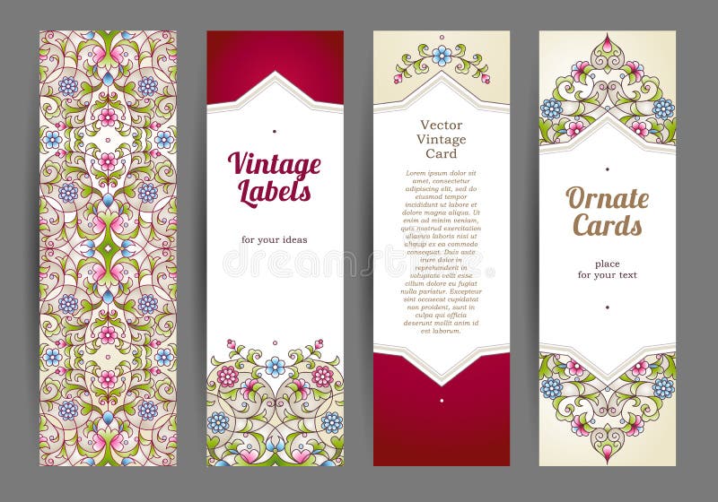 Ensemble de vecteur de carte florale orientale illustration stock Ensemble de vecteur de carte florale orientale illustration stock