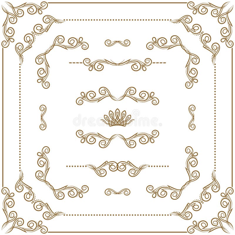 Ensemble de vecteur de frontières décoratives d'or, cadre illustration de vecteur Ensemble de vecteur de frontières décoratives d'or, cadre illustration de vecteur