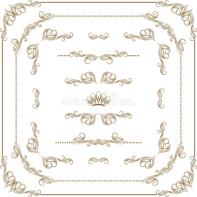 Ensemble de vecteur de frontières décoratives d'or, cadre illustration de vecteur Ensemble de vecteur de frontières décoratives d'or, cadre illustration de vecteur