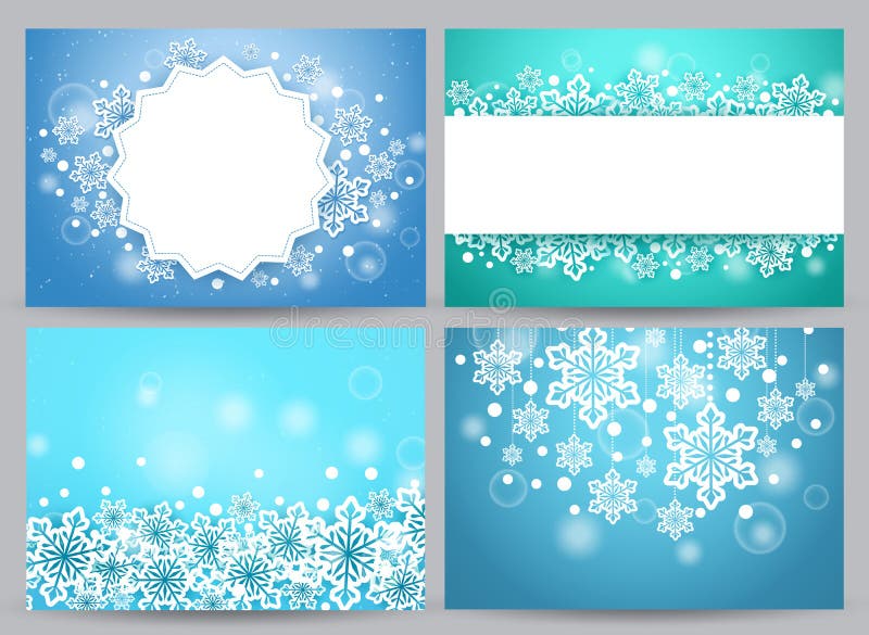 Ensemble de vecteur de milieux et de bannières d'hiver avec des flocons de neige illustration libre de droits Ensemble de vecteur de milieux et de bannières d'hiver avec des flocons de neige illustration libre de droits