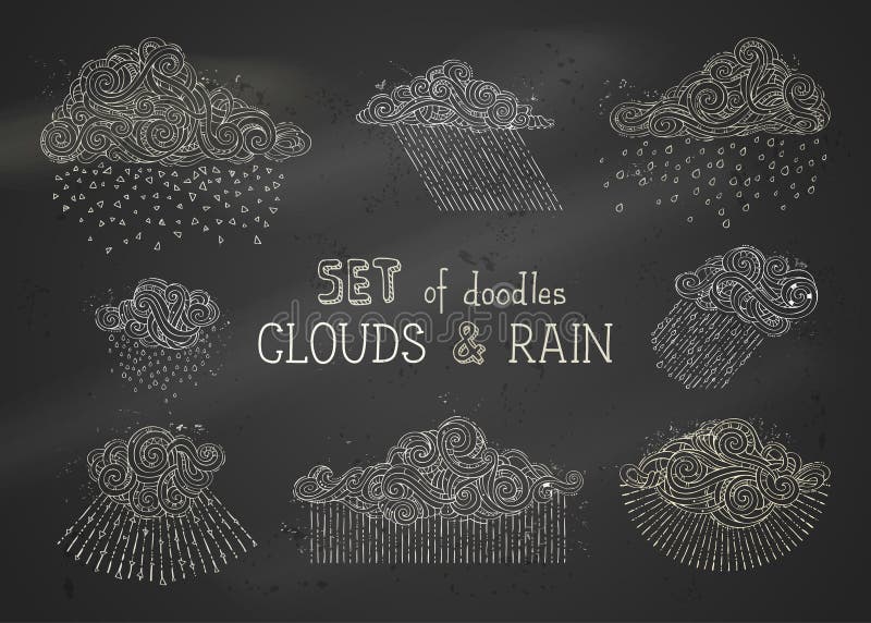 Ensemble de vecteur de nuages de pluie de craie illustration de vecteur Ensemble de vecteur de nuages de pluie de craie illustration de vecteur