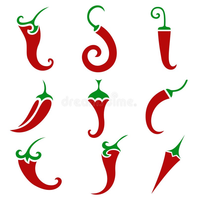 Ensemble de vecteur de poivre de piment fort d'isolement illustration libre de droits Ensemble de vecteur de poivre de piment fort d'isolement illustration libre de droits