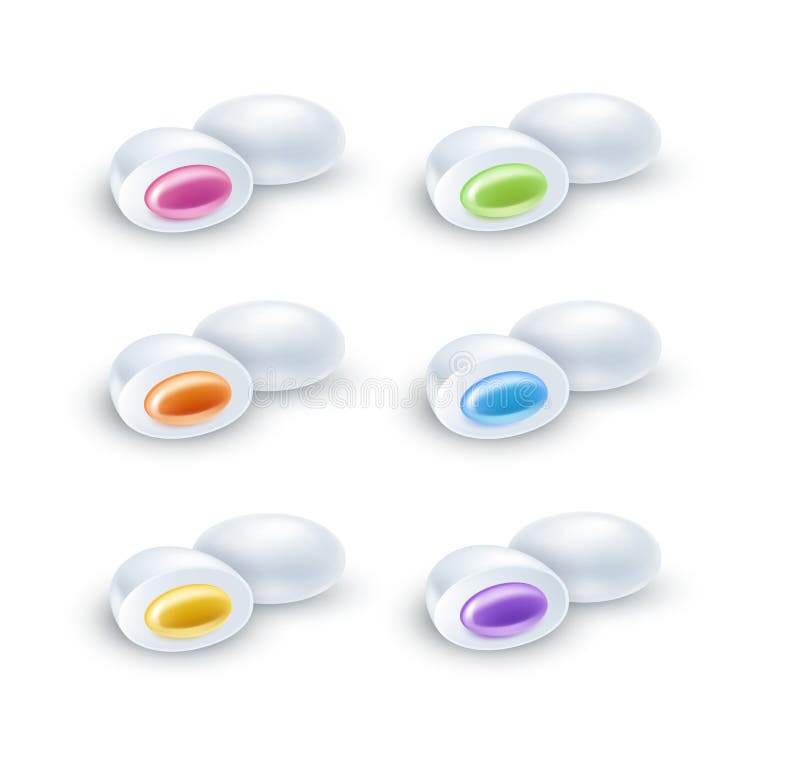 Ensemble de vecteur de sucreries colorées réalistes sur le fond blanc illustration stock Ensemble de vecteur de sucreries colorées réalistes sur le fond blanc illustration stock