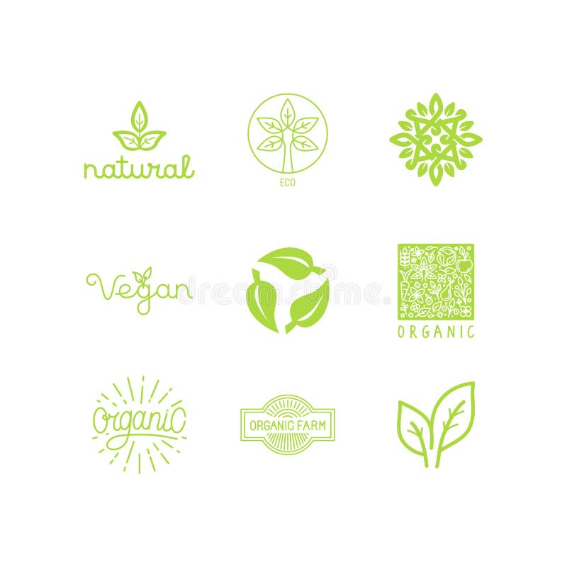Ensemble de vecteur de vert et labels et insignes de produits biologiques illustration de vecteur Ensemble de vecteur de vert et labels et insignes de produits biologiques illustration de vecteur