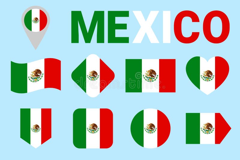 Ensemble de vecteur de drapeau du Mexique Collection de drapeaux mexicains Web, pages de sports, ressortissant, voyage, géographi illustration stock Ensemble de vecteur de drapeau du Mexique Collection de drapeaux mexicains Web, pages de sports, ressortissant, voyage, géographi illustration stock