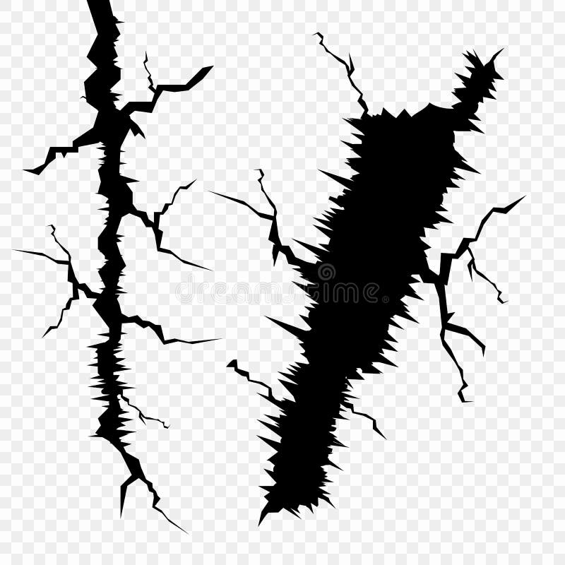 Ensemble de vecteur de fissures dans la surface Les éléments d'un défaut dans la terre, d'isolement sur un fond transparent illustration stock Ensemble de vecteur de fissures dans la surface Les éléments d'un défaut dans la terre, d'isolement sur un fond transparent illustration stock