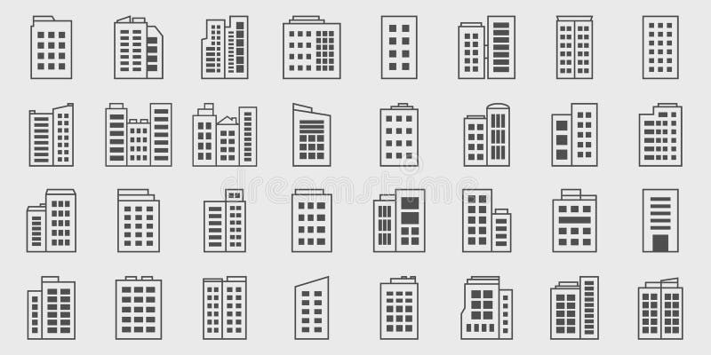 Ensemble de vecteur de Line Icons Building, Company illustration stock Ensemble de vecteur de Line Icons Building, Company illustration stock