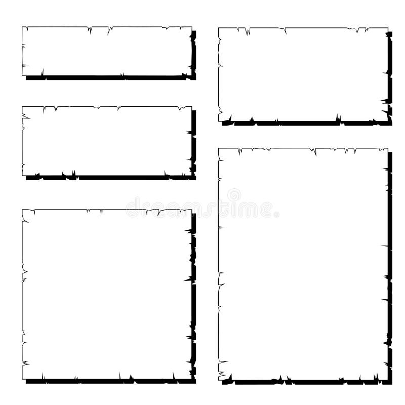 Ensemble de vieille trame de papier déchirée blanche avec l'ombre illustration stock Ensemble de vieille trame de papier déchirée blanche avec l'ombre illustration stock