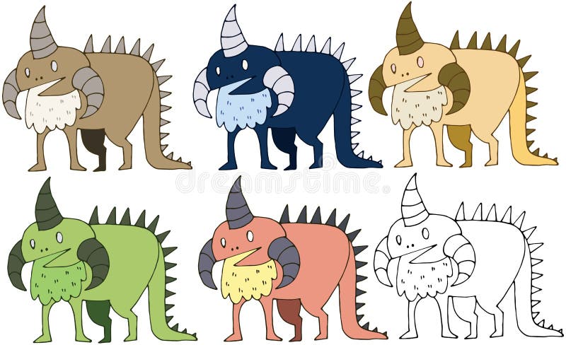 Ensemble drôle d'aspiration de main de dinosaure de monstre de griffonnage de couleur de bande dessinée d'impression illustration de vecteur Ensemble drôle d'aspiration de main de dinosaure de monstre de griffonnage de couleur de bande dessinée d'impression illustration de vecteur
