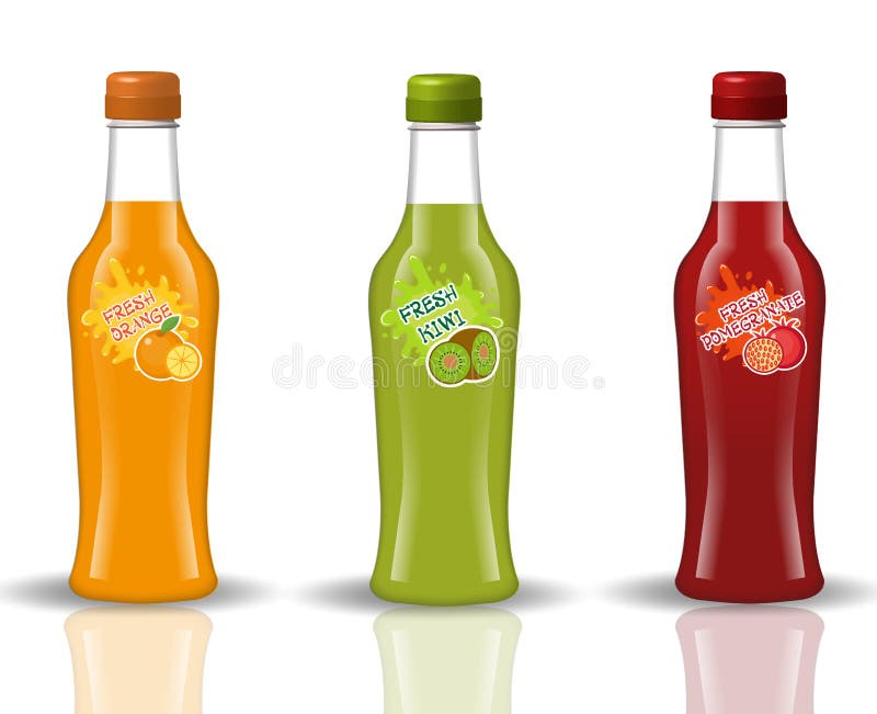 Ensemble en verre de bouteille de boisson Les jus frais, limonade, boit dans un réaliste, le style 3d Maquette pour votre concept illustration stock Ensemble en verre de bouteille de boisson Les jus frais, limonade, boit dans un réaliste, le style 3d Maquette pour votre concept illustration stock
