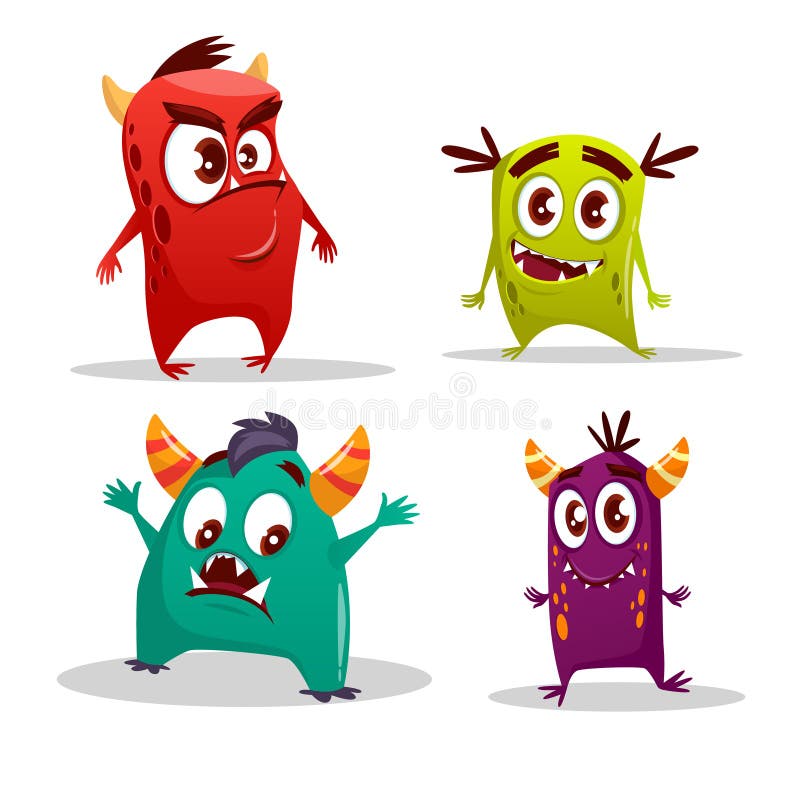 ensemble gai mignon de monstre de bande dessinée illustration libre de droits ensemble gai mignon de monstre de bande dessinée illustration libre de droits