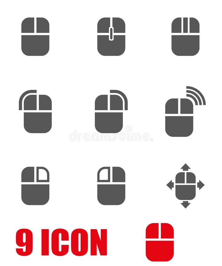 Ensemble gris d'icône de souris d'ordinateur de vecteur illustration stock Ensemble gris d'icône de souris d'ordinateur de vecteur illustration stock