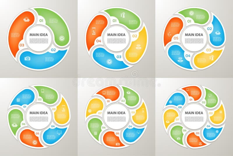 Ensemble infographic de signe de flèches de cercle de vecteur Diagramme de cycle, graphique de symbole, puzzle illustration libre de droits Ensemble infographic de signe de flèches de cercle de vecteur Diagramme de cycle, graphique de symbole, puzzle illustration libre de droits