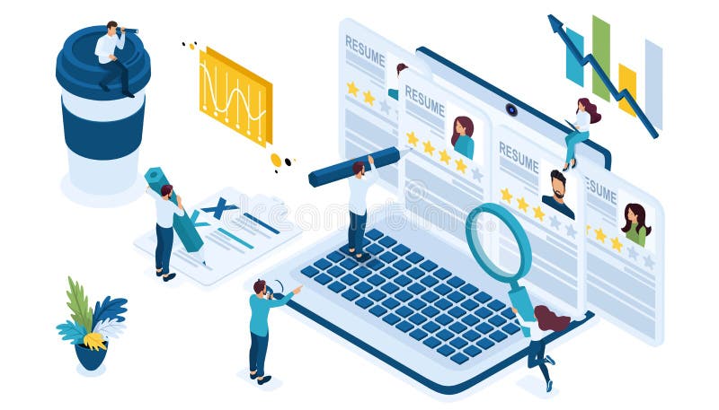 Ensemble isométrique d'icône pour recruter le directeur d'heure semblant récapitulatif pour des candidats dans l'Internet sur la illustration stock Ensemble isométrique d'icône pour recruter le directeur d'heure semblant récapitulatif pour des candidats dans l'Internet sur la illustration stock