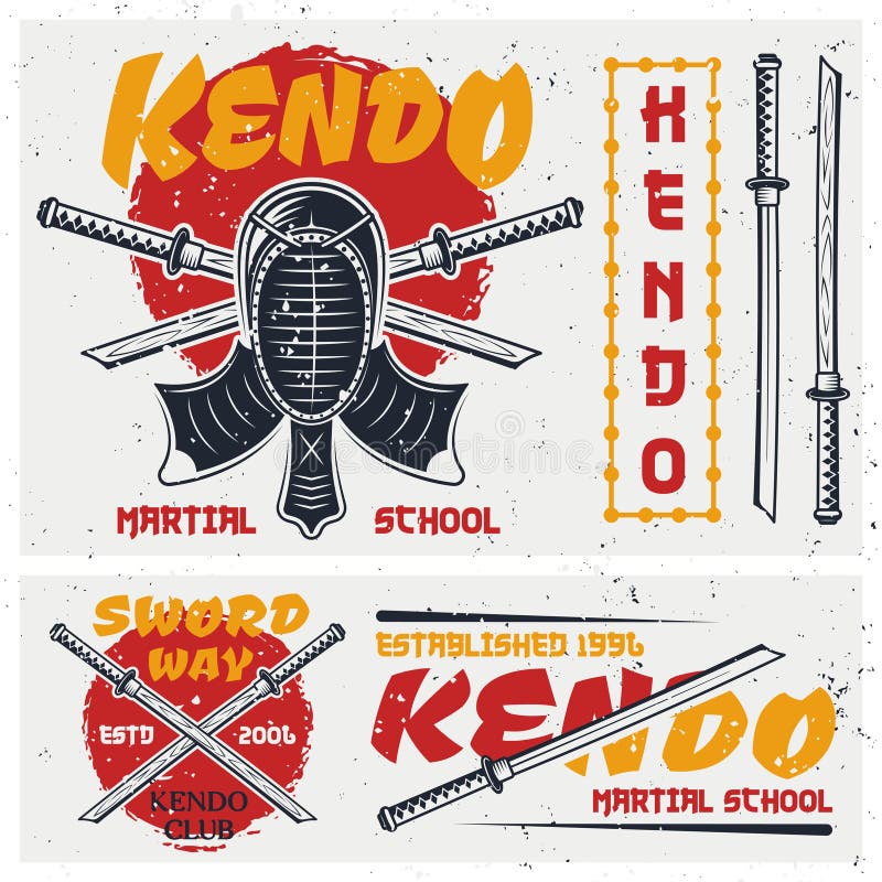 Ensemble japonais d'art martial de Kendo d'éléments de vecteur illustration de vecteur Ensemble japonais d'art martial de Kendo d'éléments de vecteur illustration de vecteur