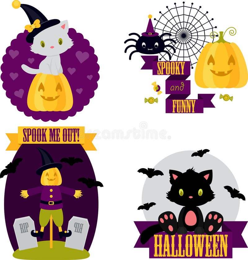 Ensemble mignon d'agrafe-art de Halloween illustration libre de droits Ensemble mignon d'agrafe-art de Halloween illustration libre de droits