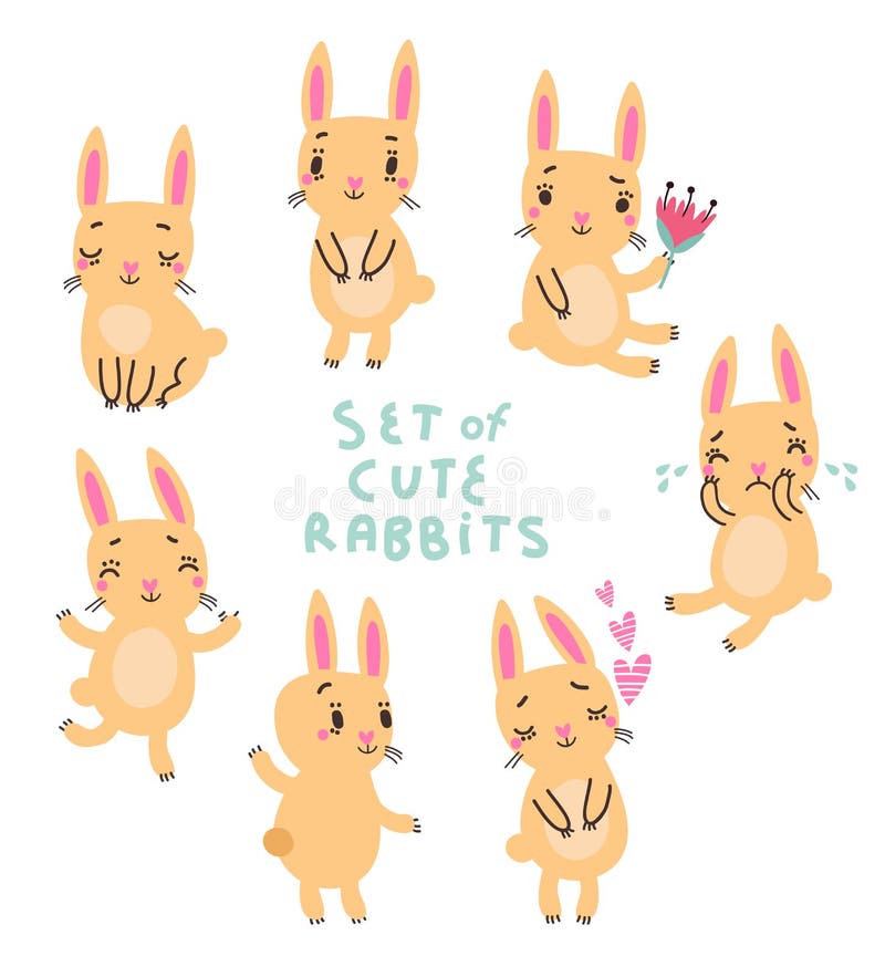 Ensemble mignon de vecteur de lapins illustration libre de droits Ensemble mignon de vecteur de lapins illustration libre de droits