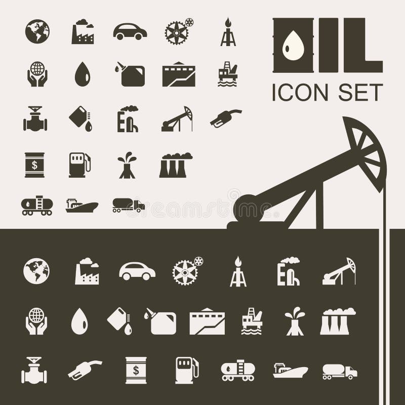 Ensemble plat d'icône d'industrie pétrolière illustration stock Ensemble plat d'icône d'industrie pétrolière illustration stock