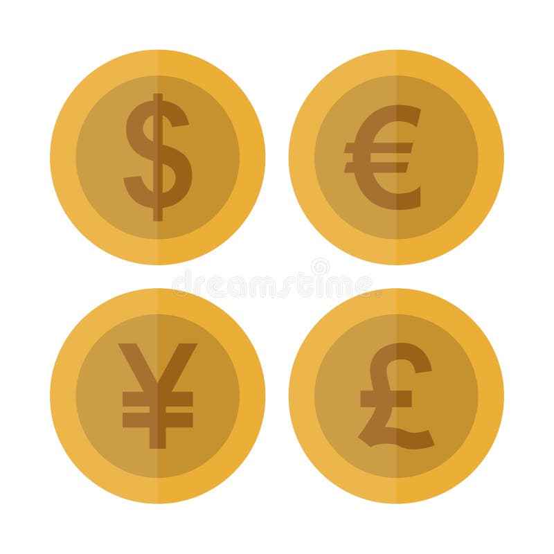 Ensemble plat de pièce de monnaie de devise Devise de casino Dollar, euro, yuan, livre sterling, pièce de monnaie de jeu, illustr illustration stock Ensemble plat de pièce de monnaie de devise Devise de casino Dollar, euro, yuan, livre sterling, pièce de monnaie de jeu, illustr illustration stock