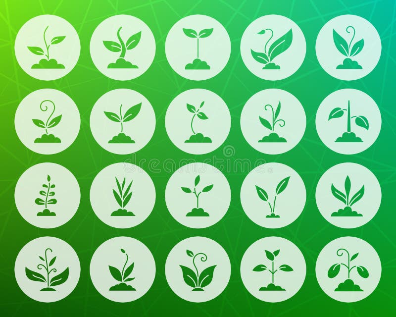 Ensemble plat de vecteur d'icônes découpé par forme d'herbe illustration libre de droits Ensemble plat de vecteur d'icônes découpé par forme d'herbe illustration libre de droits