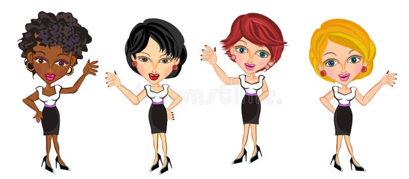 Ensemble racial de visage de femme d'affaires illustration stock Ensemble racial de visage de femme d'affaires illustration stock