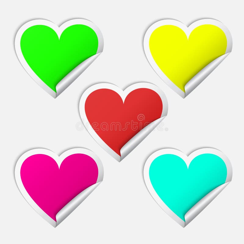 Ensemble réaliste d'autocollant de coeur illustration stock Ensemble réaliste d'autocollant de coeur illustration stock