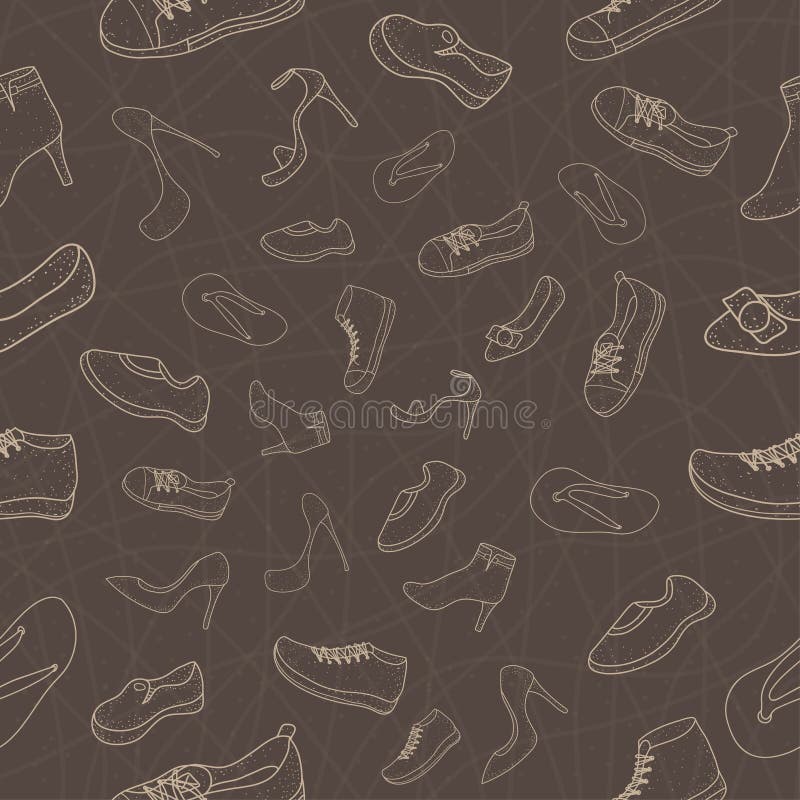 Ensemble sans couture de modèle de chaussures de femmes style de conception de dessin de griffonnage Illustration EPS10 de vecteu