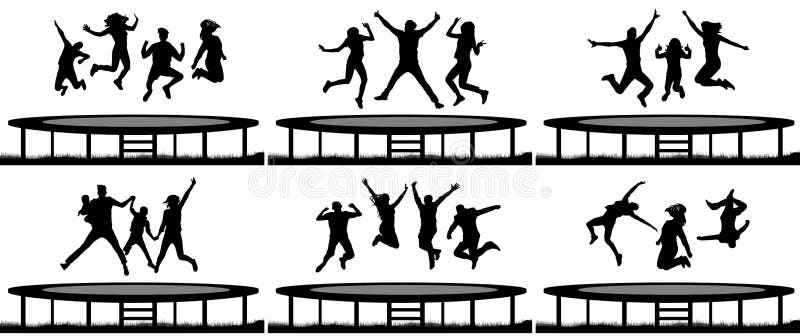Ensemble sautant de silhouette de trempoline de personnes illustration de vecteur Ensemble sautant de silhouette de trempoline de personnes illustration de vecteur