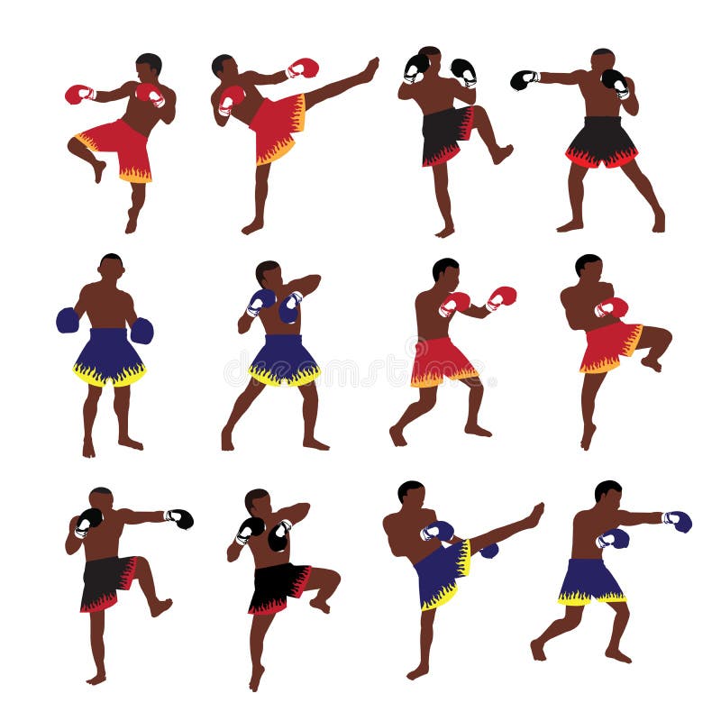 Ensemble thaïlandais d'action de boxe illustration libre de droits Ensemble thaïlandais d'action de boxe illustration libre de droits