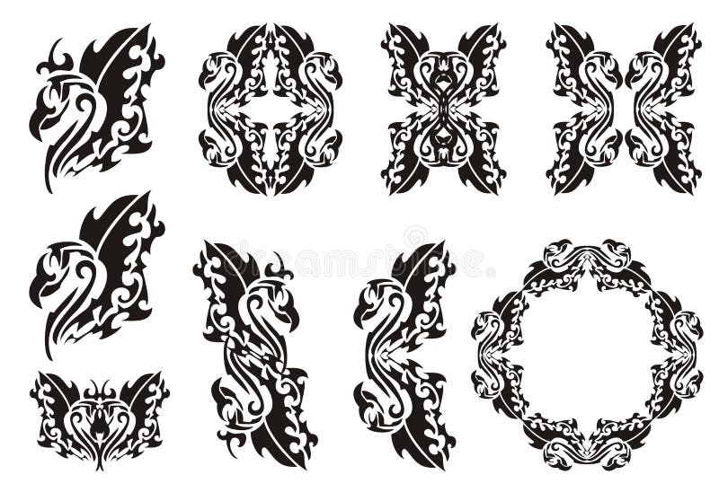 Ensemble Tribal De Phoenix Noir Sur Le Blanc Illustration De Vecteur Illustration Du Forme Majestueux Ensemble Tribal De Phoenix Noir Sur Le Blanc Illustration De Vecteur Illustration Du Forme Majestueux