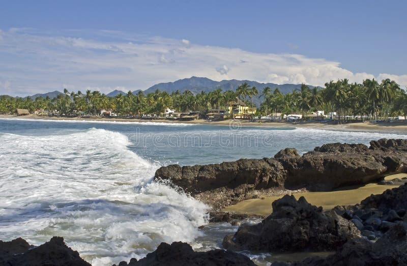 Ensenada y playa en Nayarit, México del Océano Pacífico imagen de archivo Ensenada y playa en Nayarit, México del Océano Pacífico imagen de archivo