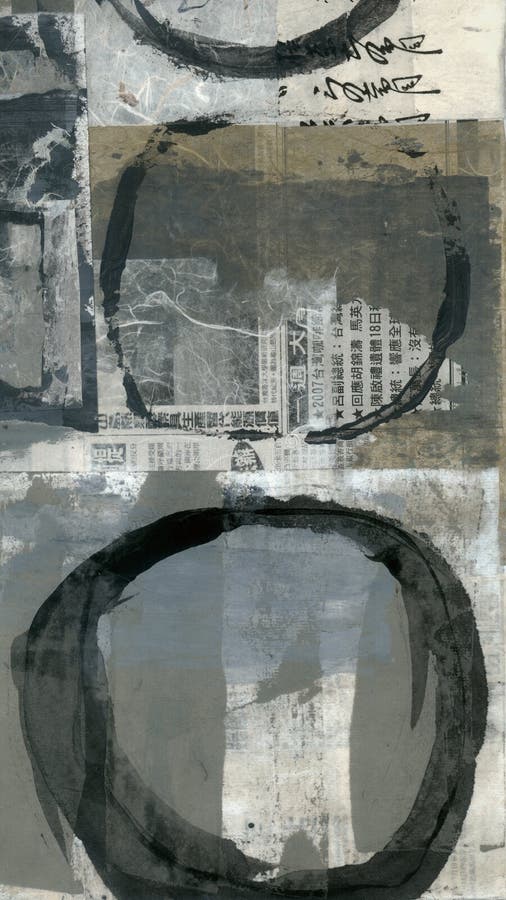 Abstract Textures Collage Painting Asian Theme stock images