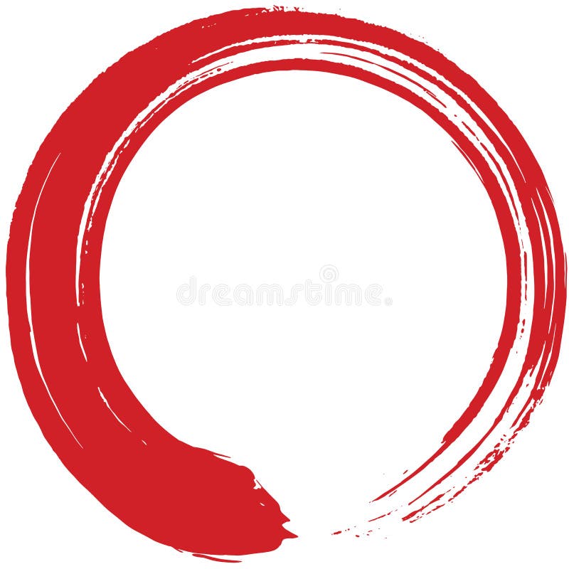 Enso vermelho Zen Circle Brush Vetora Illustration