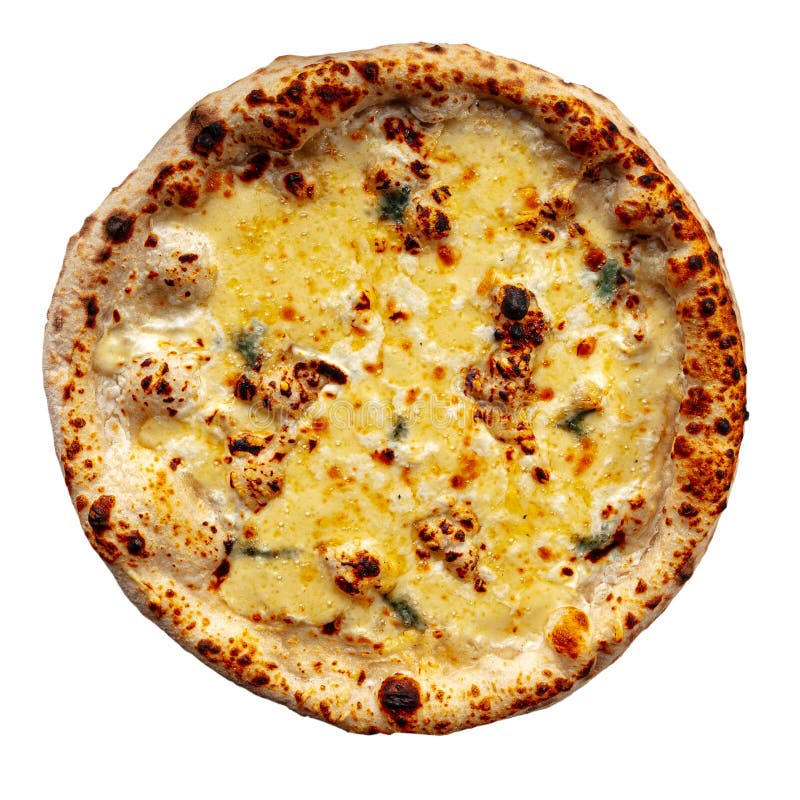 Isolated four cheese neapolitan pizza on the white background. Isolated four cheese neapolitan pizza on the white background