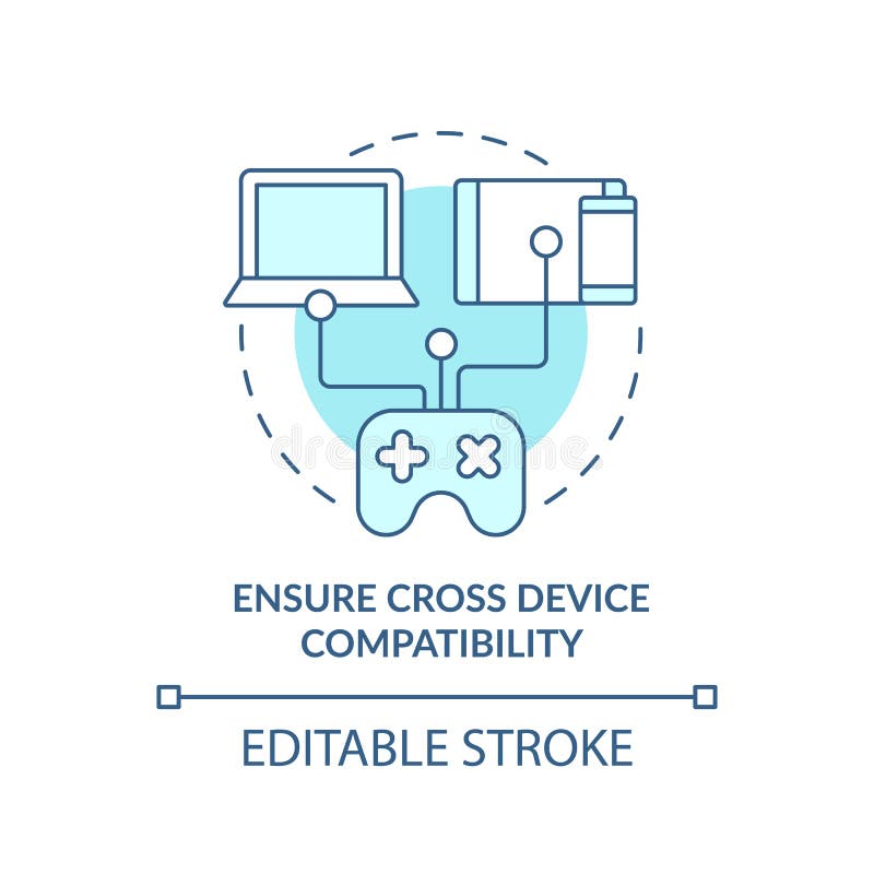 Ensure cross device compatibility turquoise concept icon vector illustration