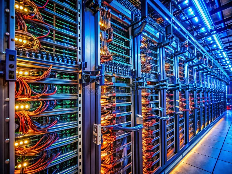 Ensuring Data Center Uptime A Robust Server Rack with RAID Controllers for Uninterrupted Operations royalty free illustration