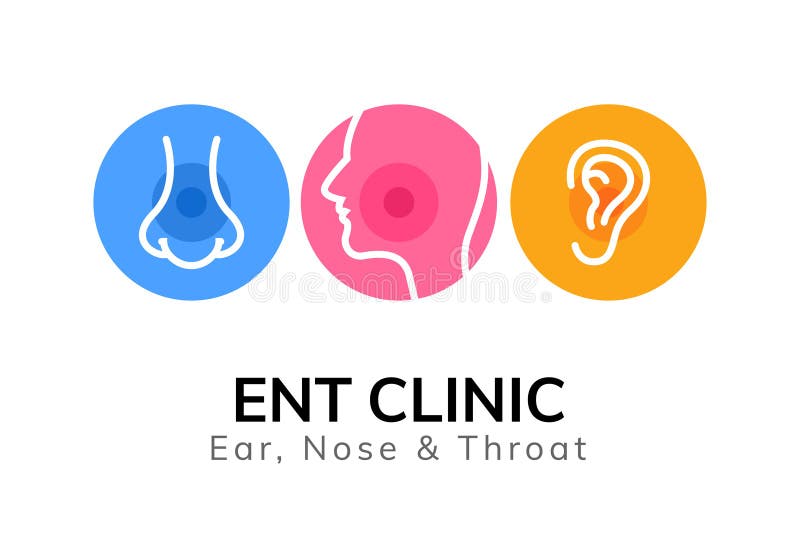 ENT doctor logo template. Ear nose throat doctor clinic. Mouth health otolaryngology illustration