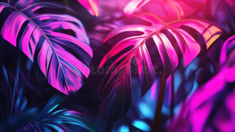 Entdecken Sie tropische Blätter mit Neon Hues Vibrant Botanische Wunder vektor abbildung
