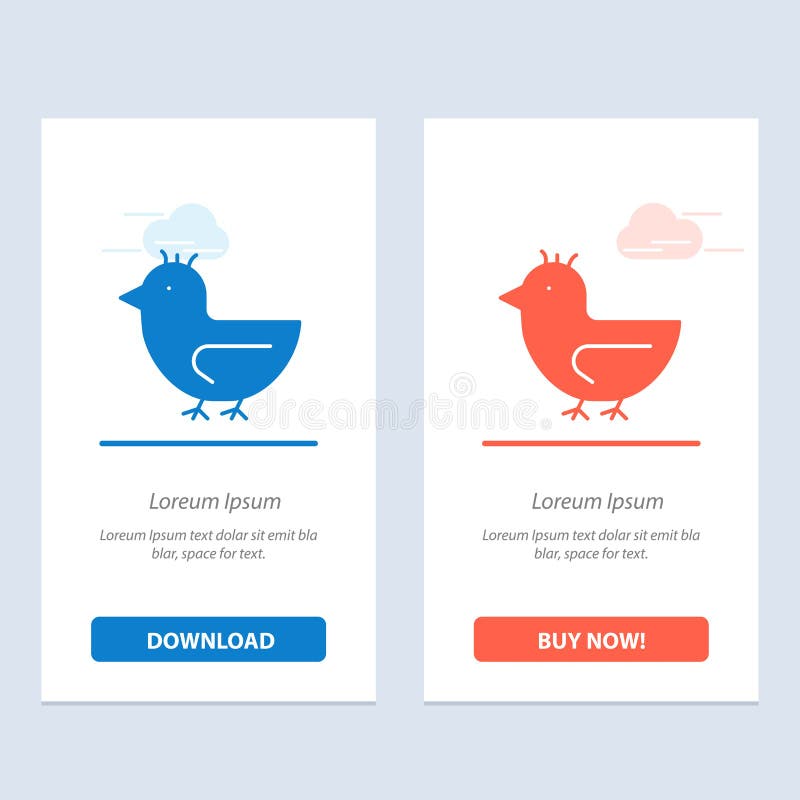 Ente, Gans, Schwan, Frühlings-Blau und rotes Download und Netz Widget-Karten-Schablone jetzt kaufen vektor abbildung