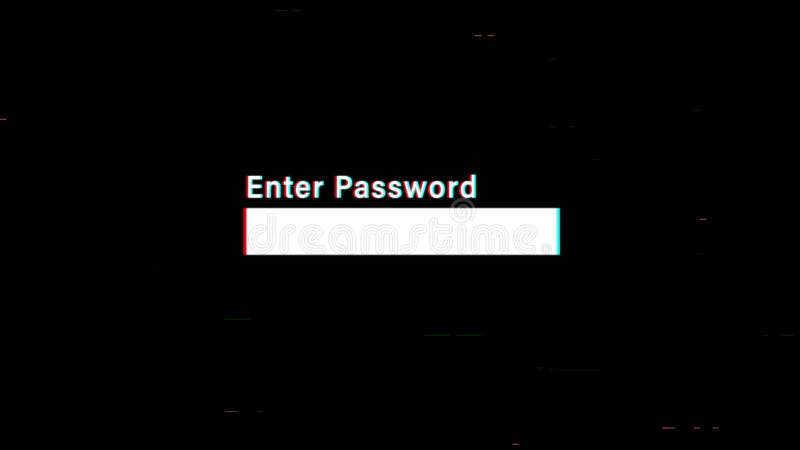 Enter password login screen, glitch animation on a black background with rgb digital interference royalty free illustration