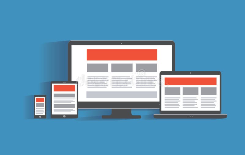 Entgegenkommendes Webdesignkonzept Tischrechner lizenzfreie abbildung