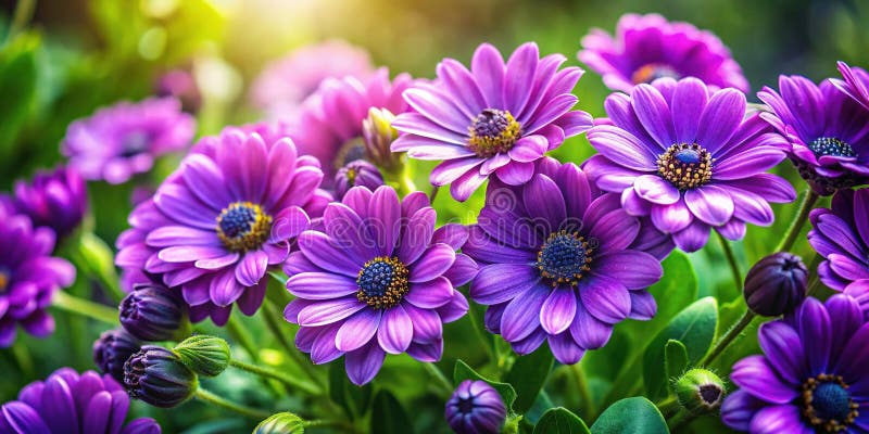 Enthralling Aerial Close of Vibrant Purple Blossoms A Springtime Celebration of Botanical Beauty ilustracji