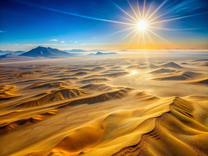 Enthralling Aerial Perspective of Desert Mirages Ujawnia iluzję Fata Morgana w zmiennym upale ilustracja wektor