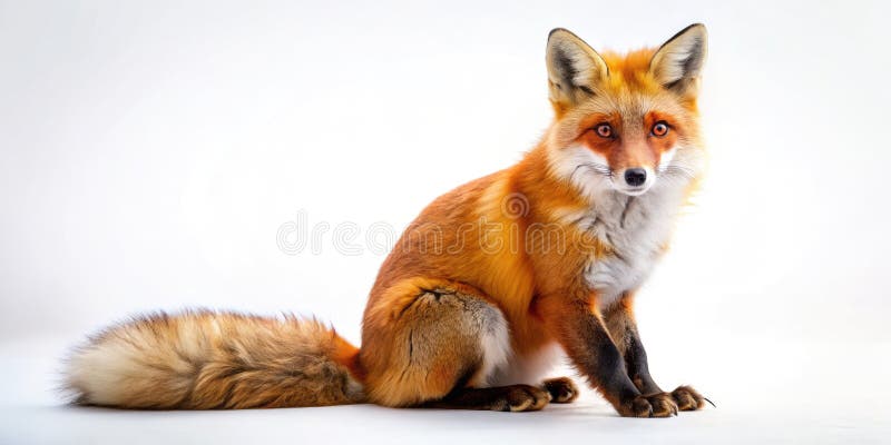Enthralling Aerial Portrait of a Fluffy Red Fox A oszałamiający widok z wysokim kątem uroczego psa wyizolowanego na ilustracji
