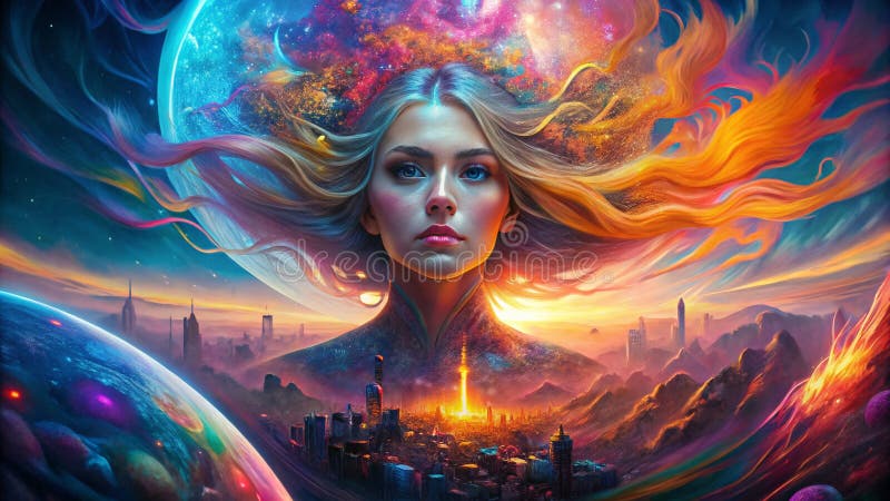 Enthralling Aerial Portrait of the Woman in the Vibrant GlassJak Ustanowienie Oszałamiającej Analizy Widzenia w Świetle i ilustracja wektor